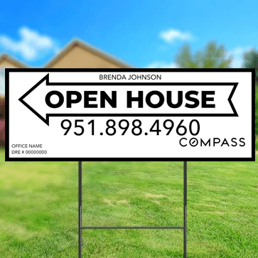 9x24 OPEN HOUSE SIGN #3 - COMPASS - Estate Prints