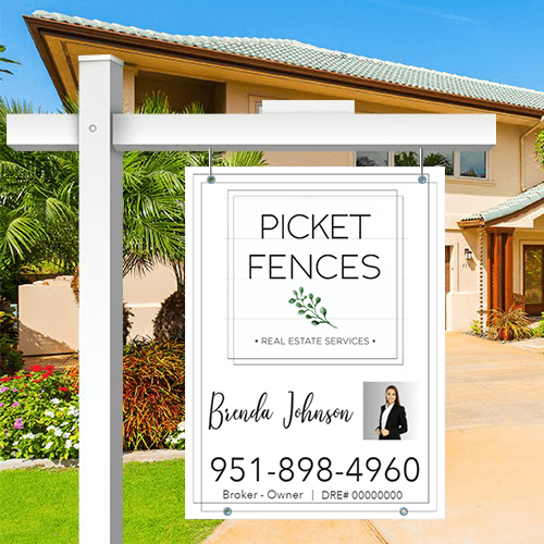 32x24 FOR SALE SIGN #1 - PICKET FENCES REAL ESTATE SERVICES - Estate Prints