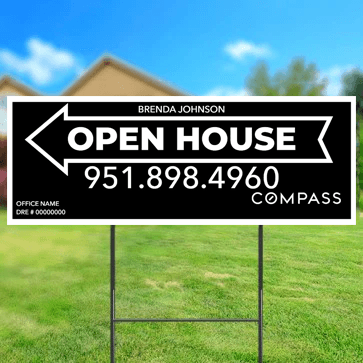 9x24 OPEN HOUSE SIGN #1 - COMPASS - Estate Prints