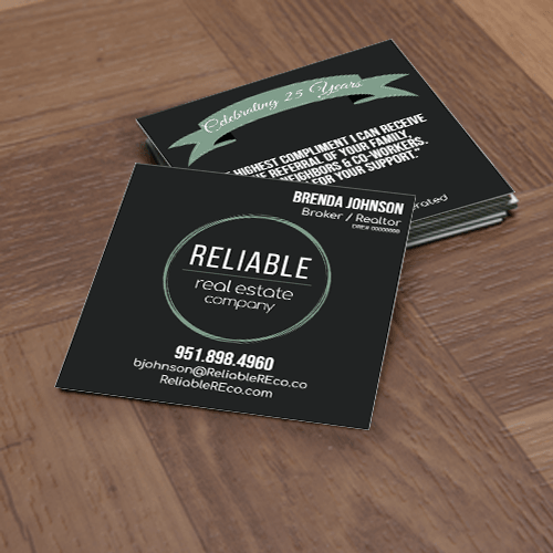 3x3 SQUARE Business Card FRONT/BACK #2 - RELIABLE REAL ESTATE COMPANY - Estate Prints