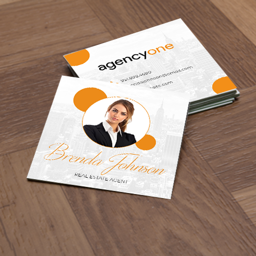 3x3 SQUARE BUSINESS CARD FRONT/BACK #8 - AGENCY ONE