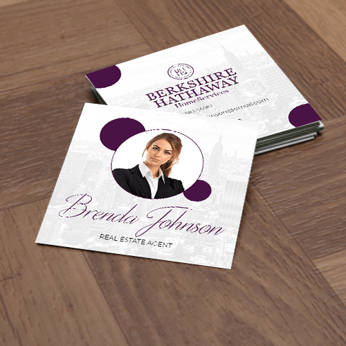 3x3 SQUARE BUSINESS CARD FRONT/BACK #11 - BERKSHIRE HATHAWAY - Estate Prints