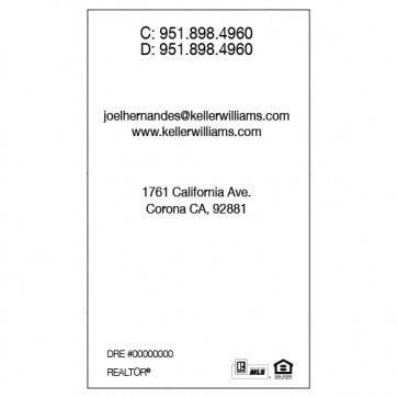 BUSINESS CARD FRONT/BACK #14 - KELLER WILLIAMS