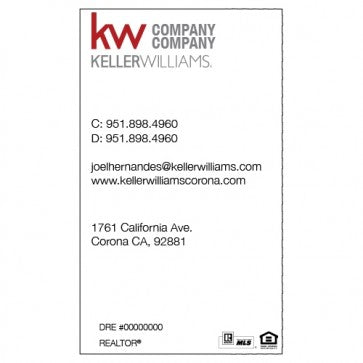 BUSINESS CARD FRONT/BACK #17 - KELLER WILLIAMS